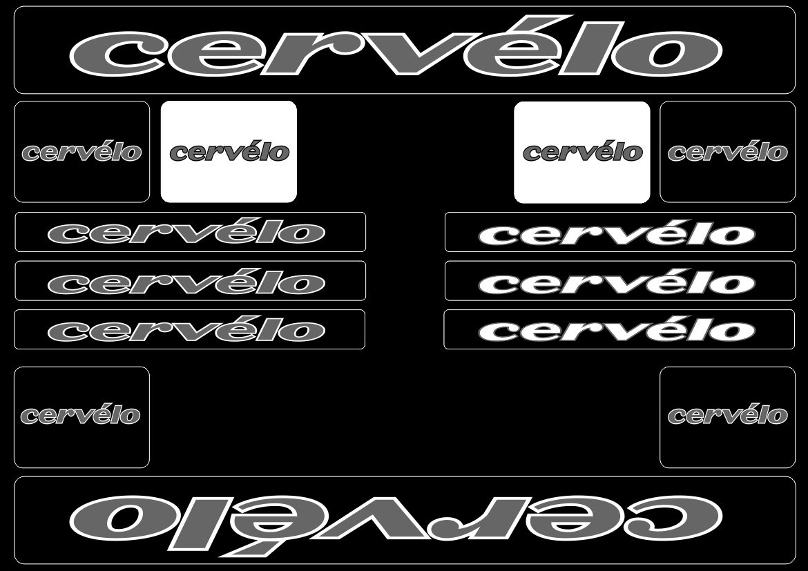 CERVELO Bike Bicycle Frame Decals Stickers Graphic Adhesive Set Vinyl Gray
